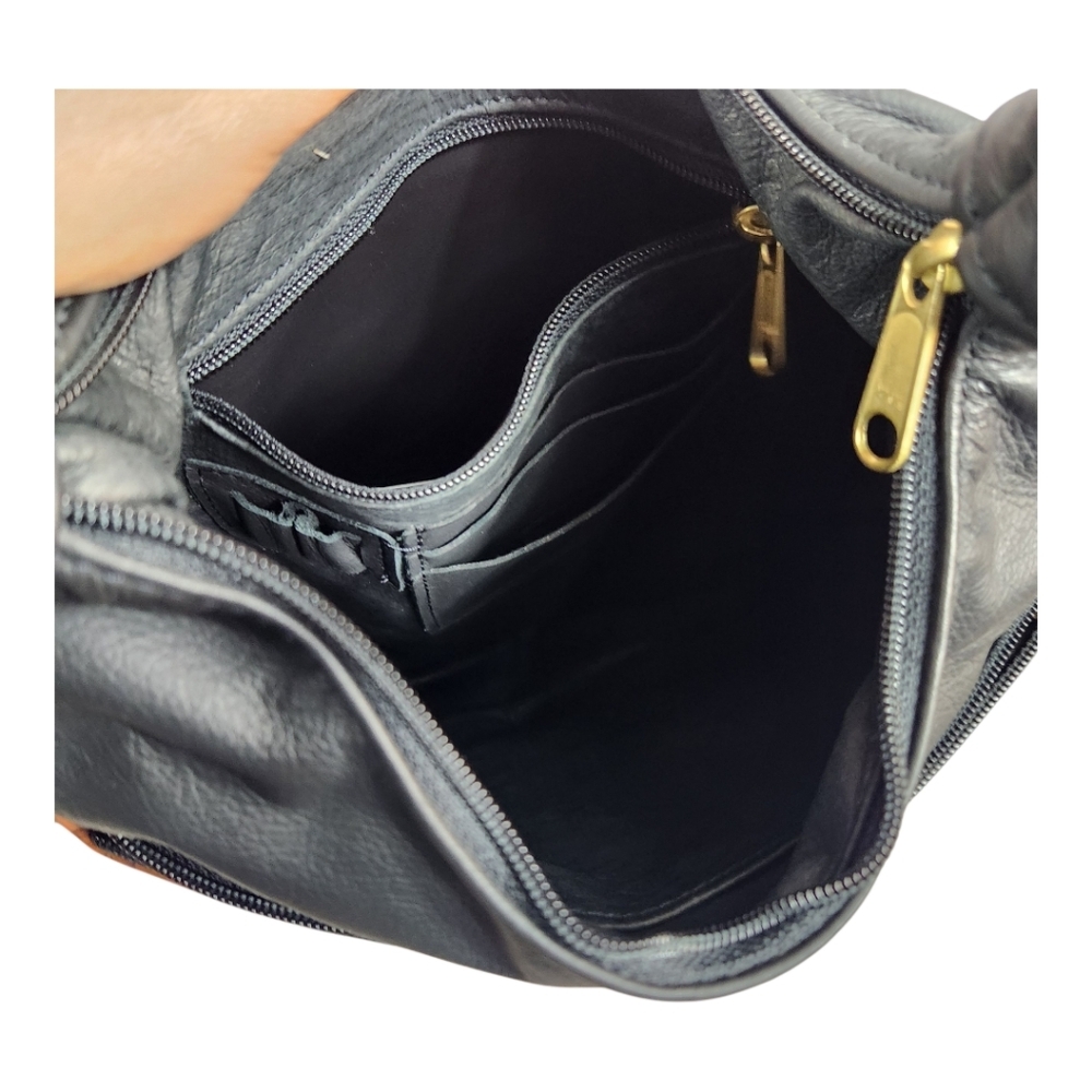 CL WHITING Leaf Leather Shoulder Saddle Bag Purse - Picture 4 of 7